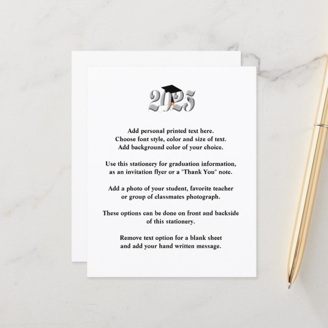 Silver Class of 2025 Abschluss Ankündigung (Vorderseite/Rückseite Beispiel)