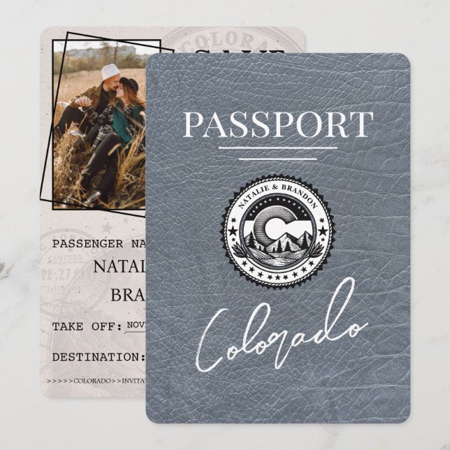 Silver Colorado Passport Save the Date (Vorne/Hinten)