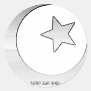 Silver Colored Star und Crescent Symbol Runder Aufkleber