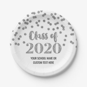 Silver Confetti Abschluss 2020 Pappteller