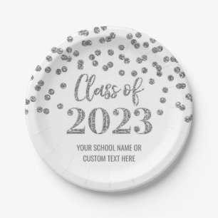 Silver Confetti Abschluss 2023 Paper Teller