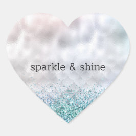 Silver Confetti Aqua Pink Glitzer Sparkle Meerjung Herz-Aufkleber