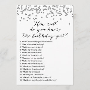 Silver Confetti Birthday - Wer kennt das Geburtsta Einladung