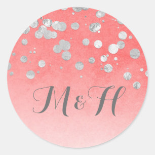 Silver Confetti Blush Pink Wedding Runder Aufkleber