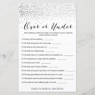 Silver Confetti Brautparty Game DRUCKT