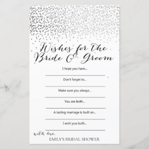 Silver Confetti Brautparty Game DRUCKT