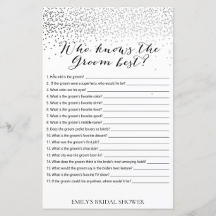 Silver Confetti Brautparty Game DRUCKT