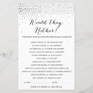 Silver Confetti Brautparty Game DRUCKT