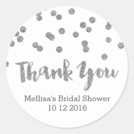 Silver Confetti Brautparty Gefälligkeitstags Runder Aufkleber