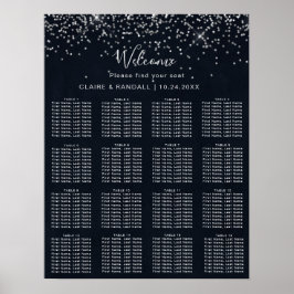 Silver Confetti Calligraphy Wedding Seating Chart Poster