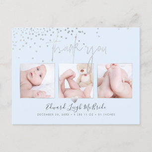Silver Confetti Chic Signature Script Vielen Dank Postkarte