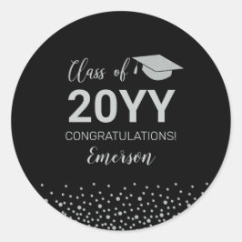 Silver Confetti Class 2022 Graduation Party Gefall Runder Aufkleber