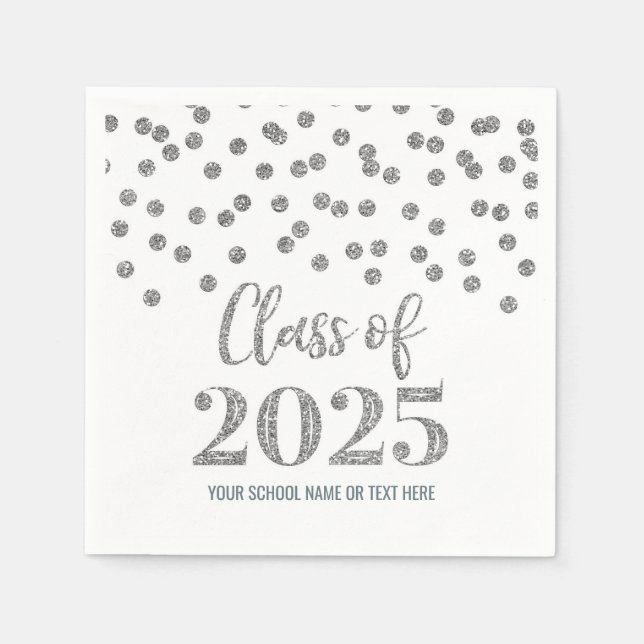 Silver Confetti Class of 2025 Napkins Serviette (Vorderseite)
