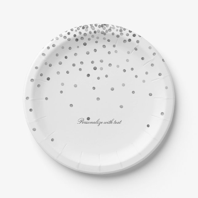 Silver Confetti Dots Pappteller (Vorderseite)