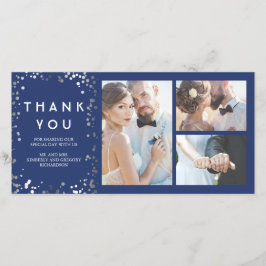 Silver Confetti Elegant Navy Hochzeit Vielen Dank Dankeskarte