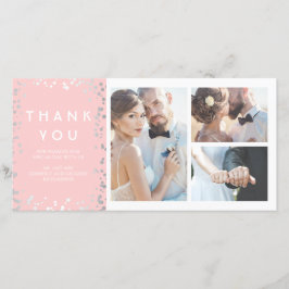 Silver Confetti Elegant Pink Wedding Vielen Dank Dankeskarte