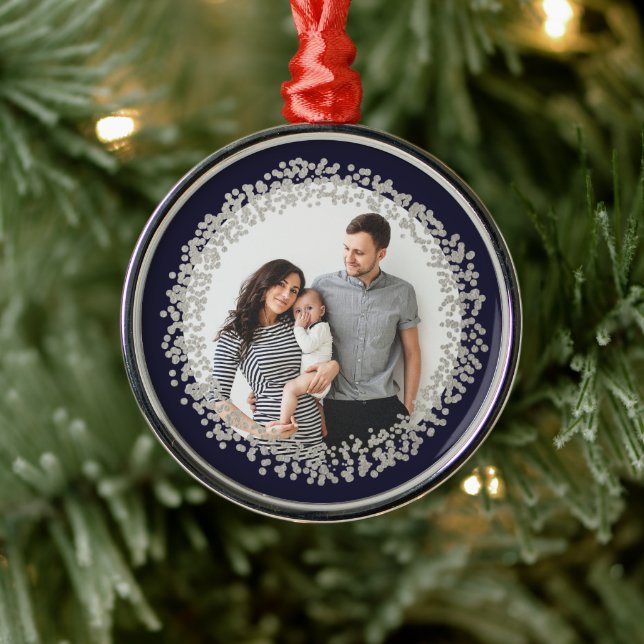 Silver Confetti Foto Weihnachten Silbernes Ornament (Baum)