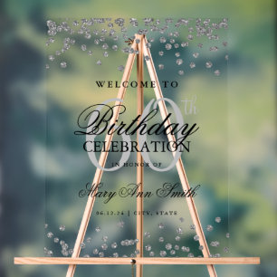 Silver Confetti Glitzer 60. Geburtstag Willkommen Acrylschild