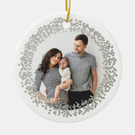 Silver Confetti Holiday Foto Weihnachten Keramikornament