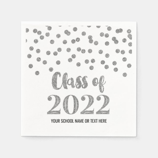Silver Confetti-Klasse 2022 Serviette (Vorderseite)