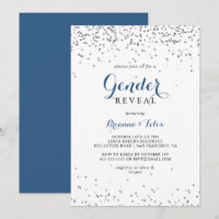 Silver Confetti Minimalistisch Gender Reveal Party