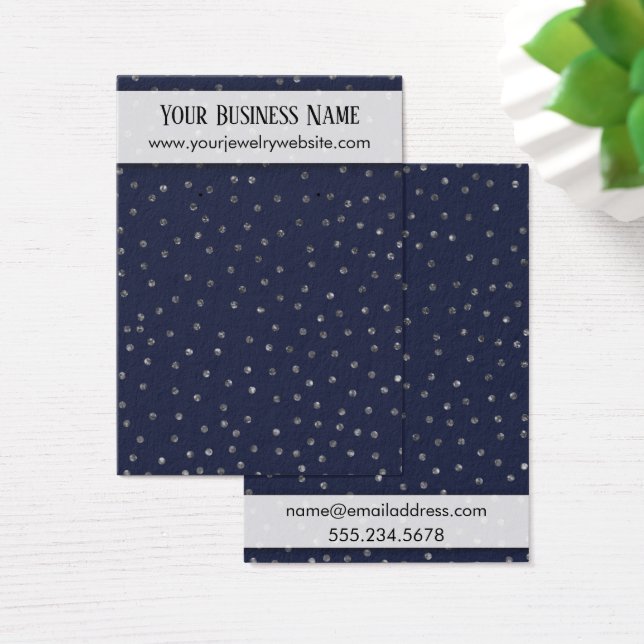 Silver Confetti & Navy Earring Holder Display Card (Schreibtisch)