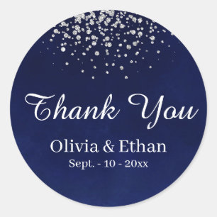 Silver Confetti on Royal Blue Runder Aufkleber