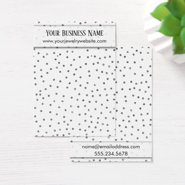 Silver Confetti White Earring Display Card (Schreibtisch)