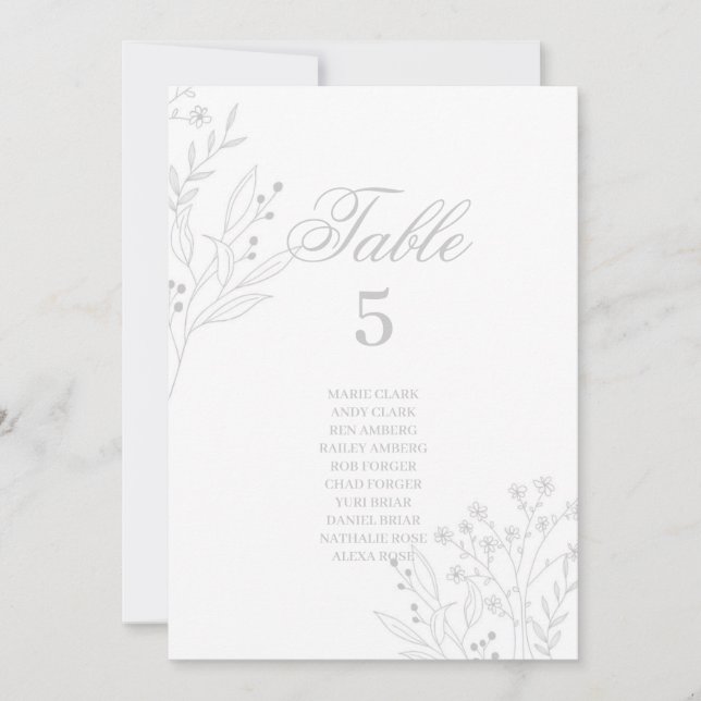 Silver Corner Floral Boho Hochzeitssitzkarten Einladung (Vorderseite)