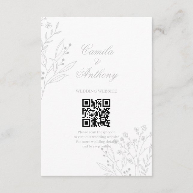 Silver Corner Floral Boho Wedding Begleitkarte (Vorderseite)