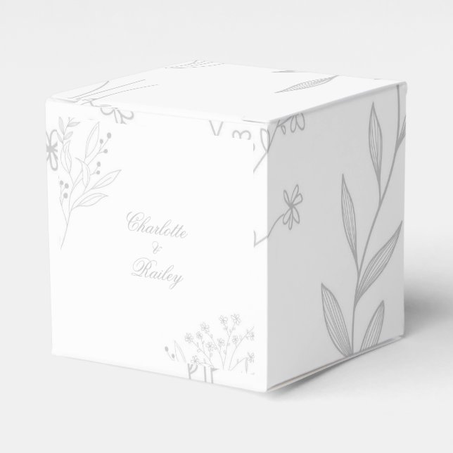 Silver Corner Floral Boho Wedding Geschenkschachtel (Vorderseite)