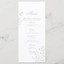 Silver Corner Floral Boho Wedding Menükarte