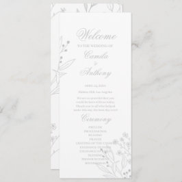 Silver Corner Floral Boho Wedding Programm