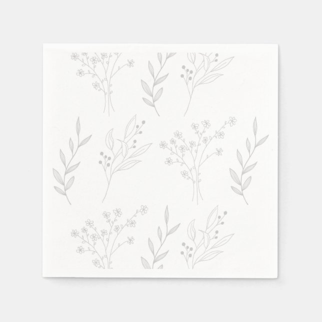 Silver Corner Floral Boho Wedding Serviette (Vorderseite)