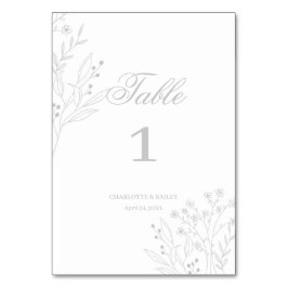 Silver Corner Floral Boho Wedding Tischnummer