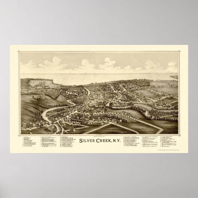 Silver Creek, NY Panoramic Map - 1892 Poster (Vorne)