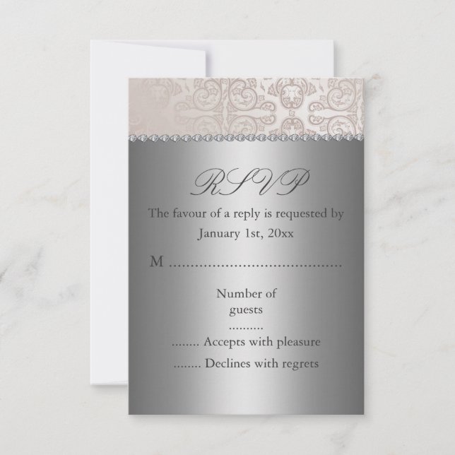 Silver/Creme RSVP-Karte RSVP Karte (Vorderseite)