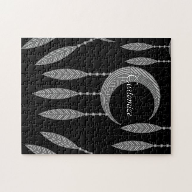 Silver Crescent Moon Feathers Thunder_Cove (Horizontal)