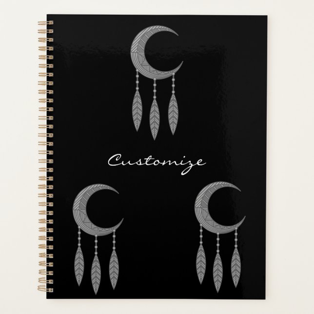 Silver Crescent Moon Feathers Thunder_Cove Planer (Vorderseite)