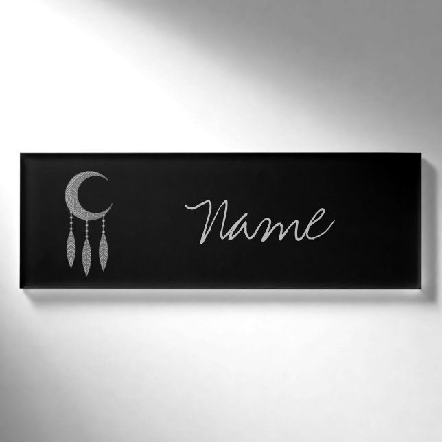 Silver Crescent Moon Federn Thunder_Cove  Namenschild (Vorderseite)