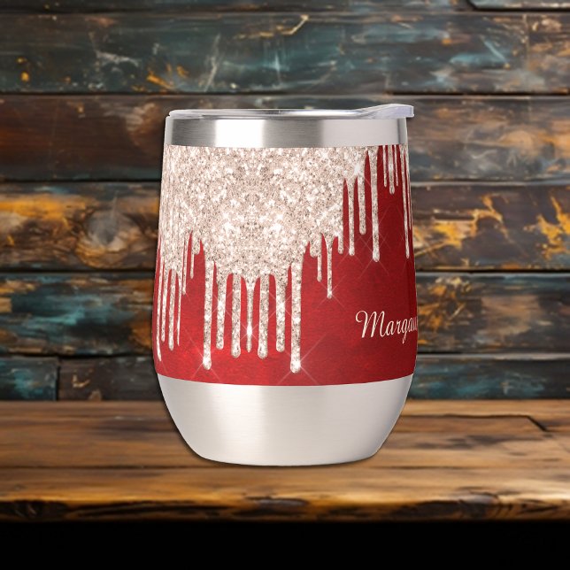 Silver Crimson Red Glitzer Tropfens Monogram (Von Creator hochgeladen)