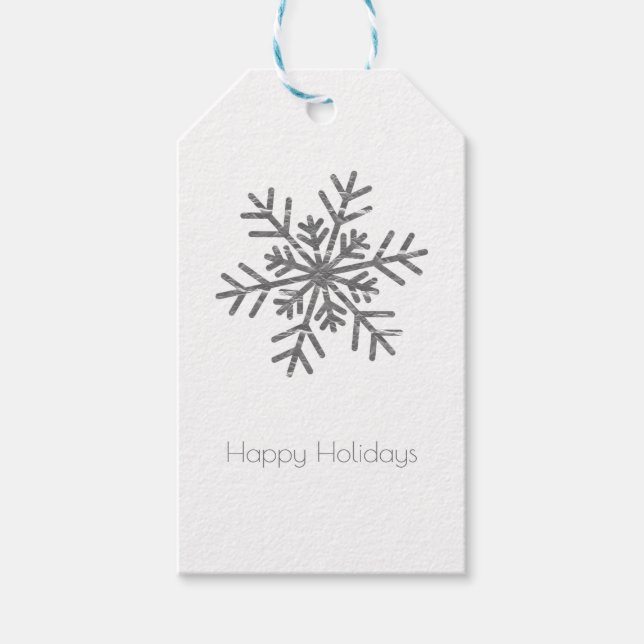 Silver Crinkle Winter Wonderland Snowflake Elegant Geschenkanhänger (Vorderseite)