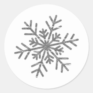 Silver Crinkle Winter Wonderland Snowflake Elegant Runder Aufkleber