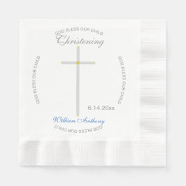 Silver Cross Christening Blue Baby Name Serviette