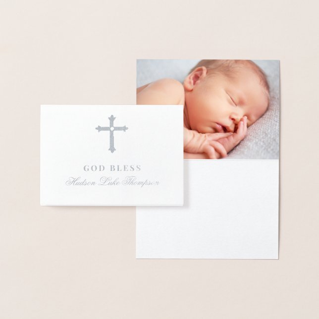 Silver Cross Gott segne Baby Religiöse Taufe Folienkarte (Anzeige)