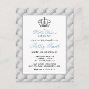 Silver Crown Prince Baby Shower Einladung