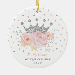 Silver Crown Princess Baby Erste 1. Weihnachtsfeie Keramik Ornament