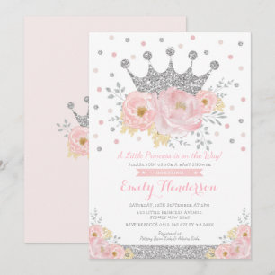 Silver Crown Princess Blush Floral Baby Showroom I Einladung