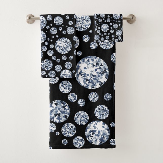 Silver Crystal Metallic Black Badhandtuch Set (Insitu)