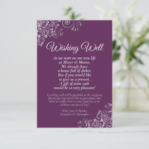 Silver Curls Plum Lila Hochzeit wünscht gutes Gedi Begleitkarte